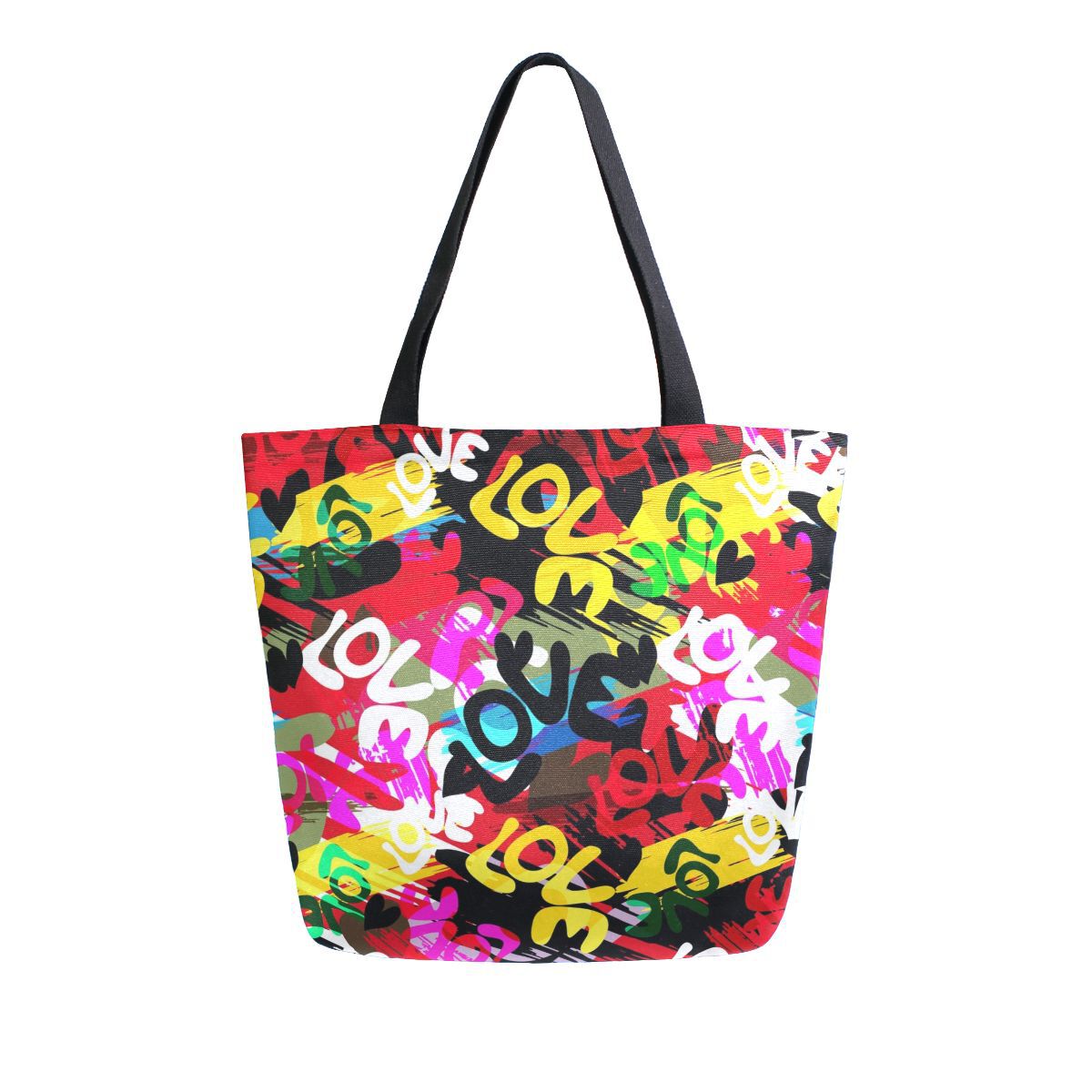 Abstract Unique Women Casual Shoulder Bag Handbag Colorful Creativity Canvas Tote Bag Large Reusable Multipurpose Heavy Duty Shopping Grocery Cotton Bag for Outdoors