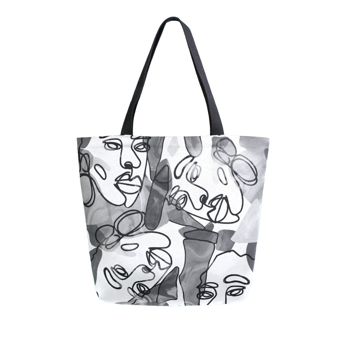 Abstract Unique Women Casual Shoulder Bag Handbag Colorful Creativity Canvas Tote Bag Large Reusable Multipurpose Heavy Duty Shopping Grocery Cotton Bag for Outdoors