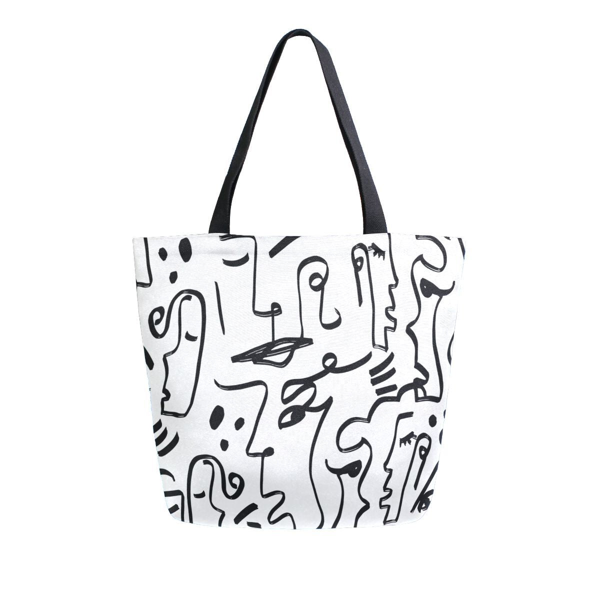 Abstract Unique Women Casual Shoulder Bag Handbag Colorful Creativity Canvas Tote Bag Large Reusable Multipurpose Heavy Duty Shopping Grocery Cotton Bag for Outdoors