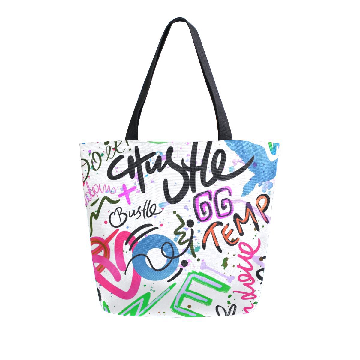 Abstract Unique Women Casual Shoulder Bag Handbag Colorful Creativity Canvas Tote Bag Large Reusable Multipurpose Heavy Duty Shopping Grocery Cotton Bag for Outdoors