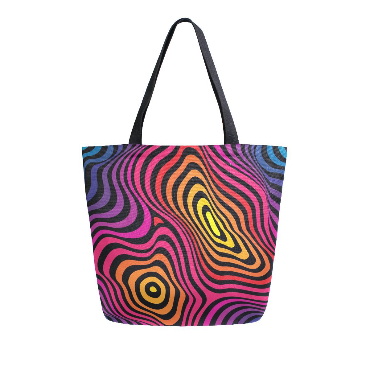 Abstract Unique Women Casual Shoulder Bag Handbag Colorful Creativity Canvas Tote Bag Large Reusable Multipurpose Heavy Duty Shopping Grocery Cotton Bag for Outdoors