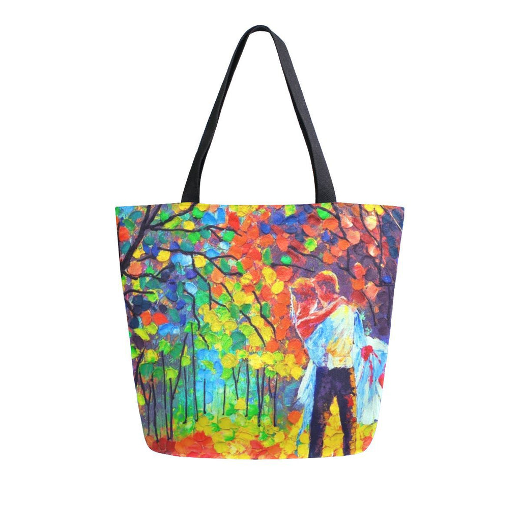 Abstract Unique Women Casual Shoulder Bag Handbag Colorful Creativity Canvas Tote Bag Large Reusable Multipurpose Heavy Duty Shopping Grocery Cotton Bag for Outdoors