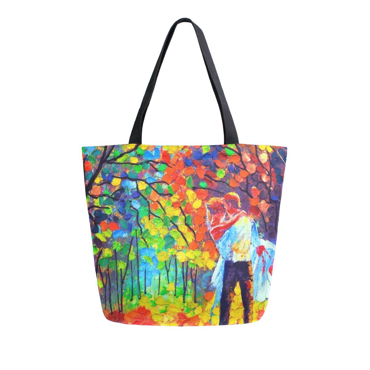 Abstract Unique Women Casual Shoulder Bag Handbag Colorful Creativity Canvas Tote Bag Large Reusable Multipurpose Heavy Duty Shopping Grocery Cotton Bag for Outdoors