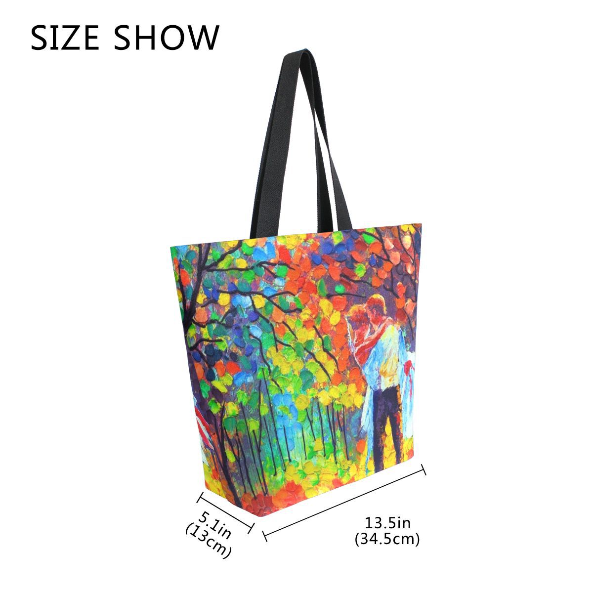 Abstract Unique Women Casual Shoulder Bag Handbag Colorful Creativity Canvas Tote Bag Large Reusable Multipurpose Heavy Duty Shopping Grocery Cotton Bag for Outdoors