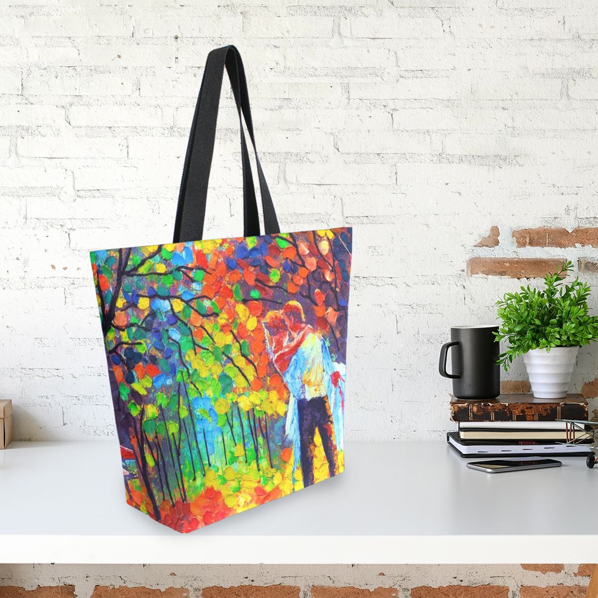 Abstract Unique Women Casual Shoulder Bag Handbag Colorful Creativity Canvas Tote Bag Large Reusable Multipurpose Heavy Duty Shopping Grocery Cotton Bag for Outdoors