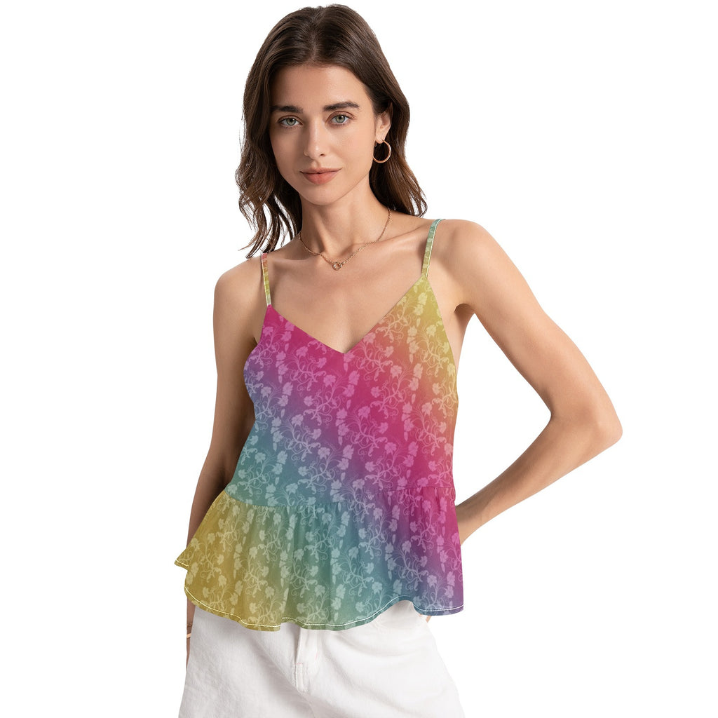 Beautiful Flowers Halter Top Chiffon Tanks & Camis for Women