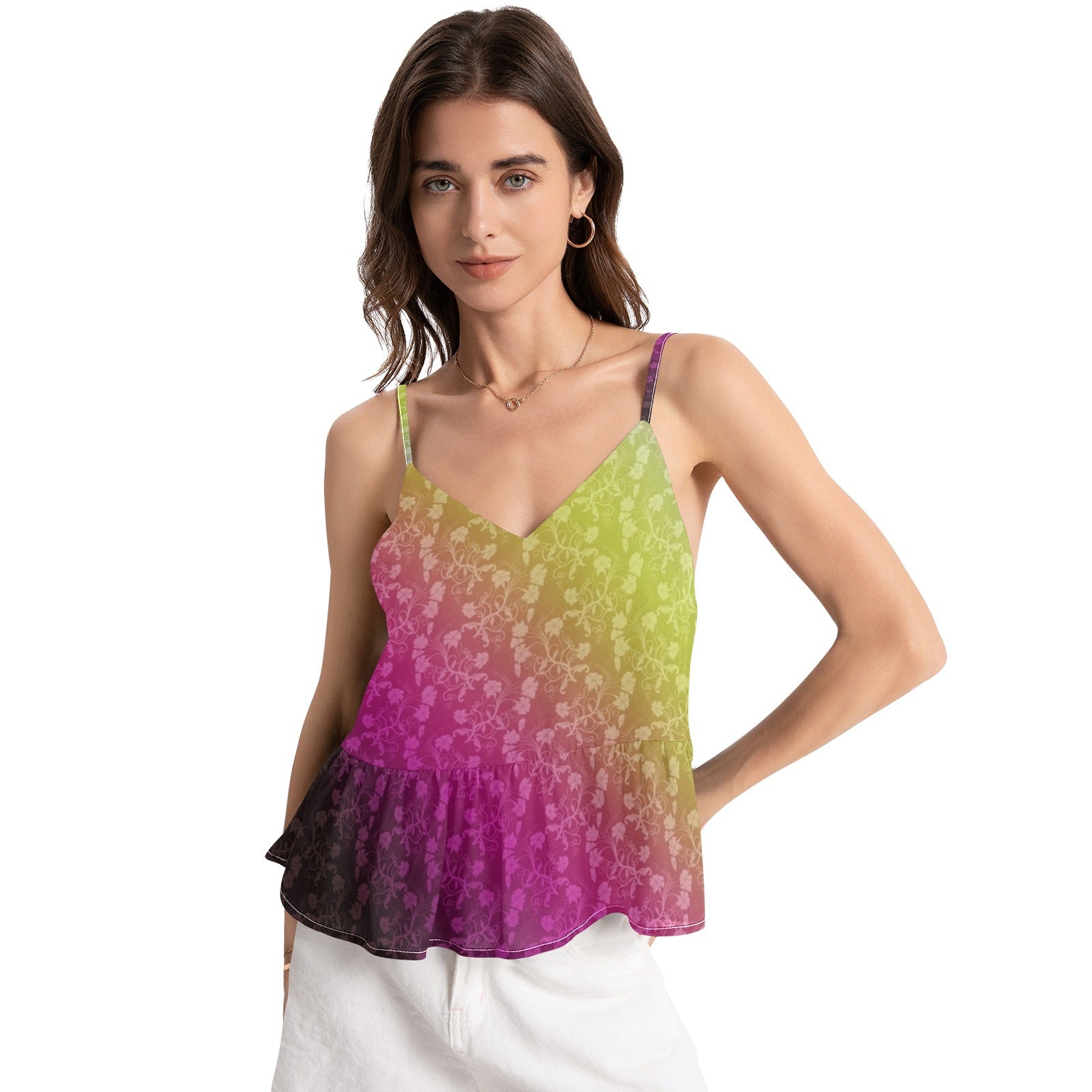 Beautiful Flowers Halter Top Chiffon Tanks & Camis for Women