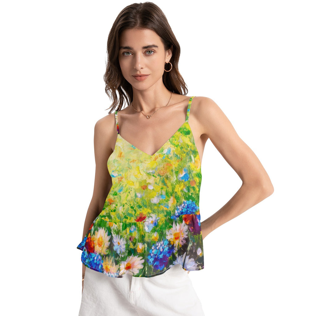 Beautiful Flowers Halter Top Chiffon Tanks & Camis for Women