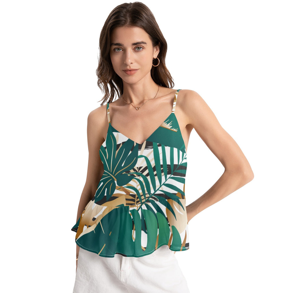 Beautiful Flowers Halter Top Chiffon Tanks & Camis for Women