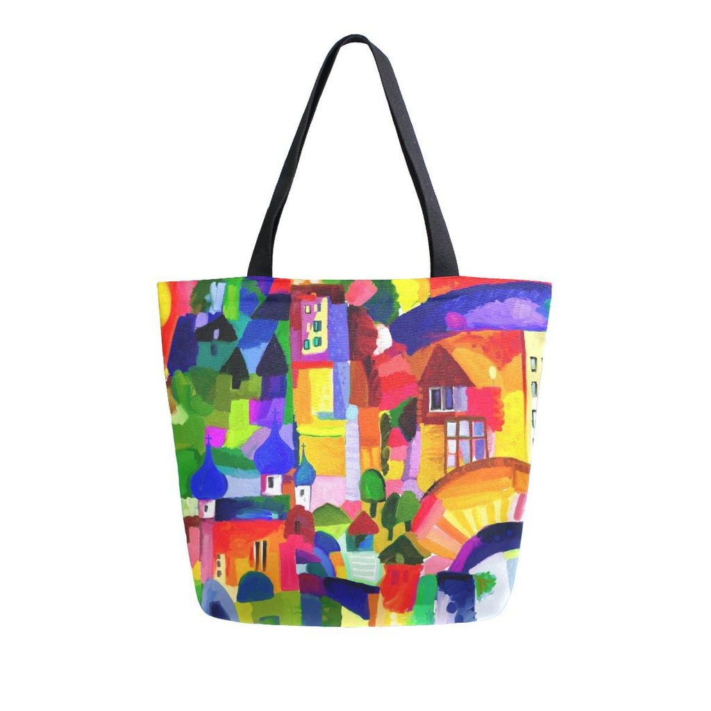 Abstract Unique Women Casual Shoulder Bag Handbag Colorful Creativity Canvas Tote Bag Large Reusable Multipurpose Heavy Duty Shopping Grocery Cotton Bag for Outdoors