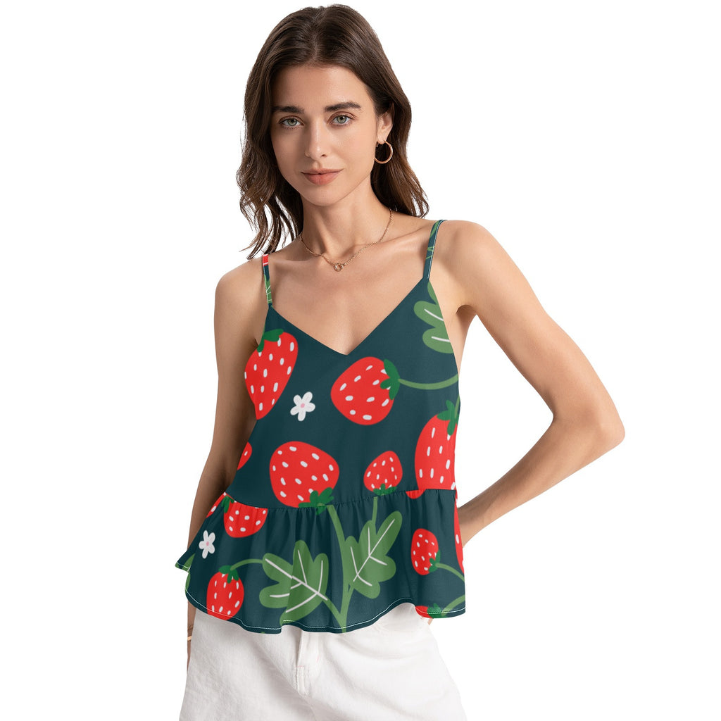 Beautiful Flowers Halter Top Chiffon Tanks & Camis for Women