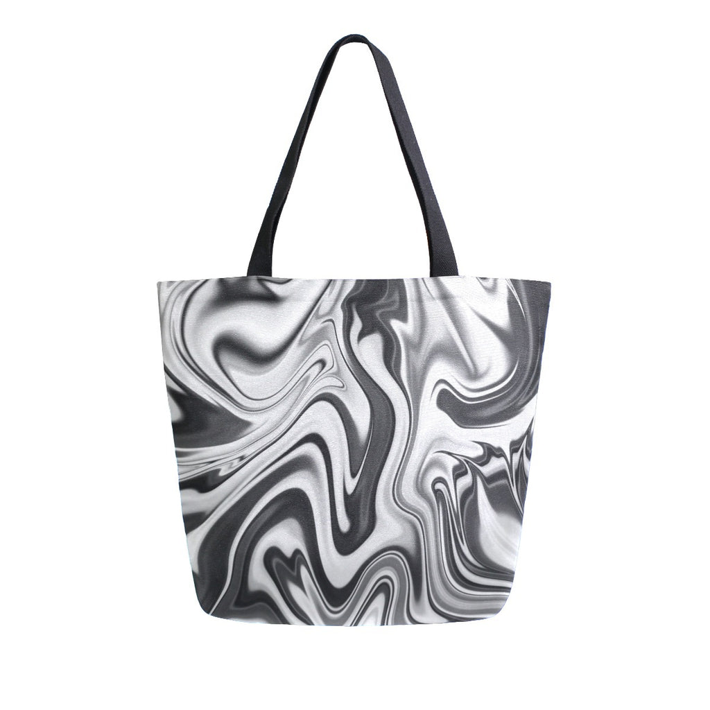 Abstract Unique Women Casual Shoulder Bag Handbag 3D Line Tote Bag Large Reusable Multipurpose Heavy Duty Shopping Grocery Cotton Bag for Outdoors