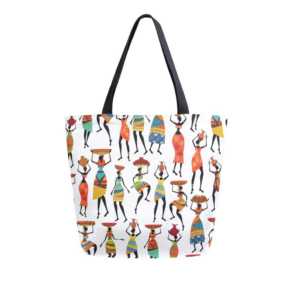 Abstract Unique Women Casual Shoulder Bag Handbag Flowers Tote Bag Large Reusable Multipurpose Heavy Duty Shopping Grocery Cotton Bag for Outdoors
