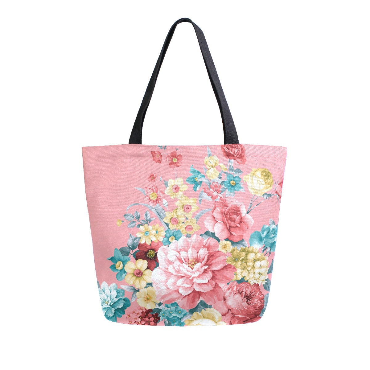 Abstract Unique Women Casual Shoulder Bag Handbag Flowers Tote Bag Large Reusable Multipurpose Heavy Duty Shopping Grocery Cotton Bag for Outdoors