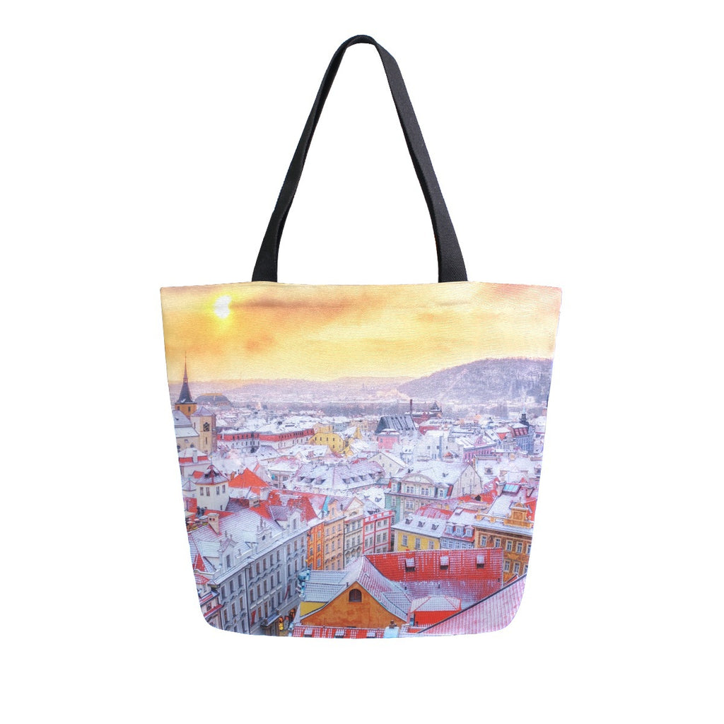 Abstract Unique Women Casual Shoulder Bag Handbag Flowers Tote Bag Large Reusable Multipurpose Heavy Duty Shopping Grocery Cotton Bag for Outdoors