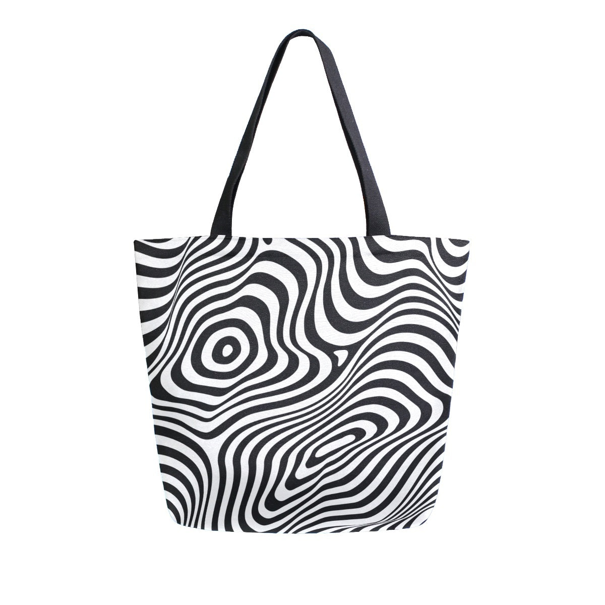Abstract Unique Women Casual Shoulder Bag Handbag 3D Line Tote Bag Large Reusable Multipurpose Heavy Duty Shopping Grocery Cotton Bag for Outdoors