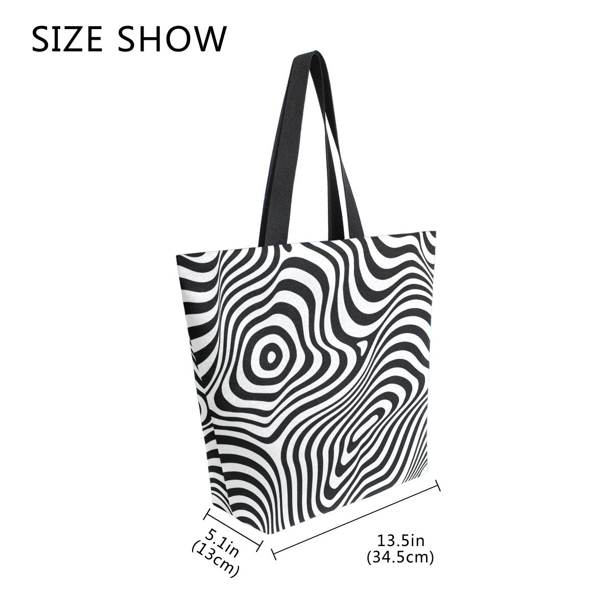 Abstract Unique Women Casual Shoulder Bag Handbag 3D Line Tote Bag Large Reusable Multipurpose Heavy Duty Shopping Grocery Cotton Bag for Outdoors