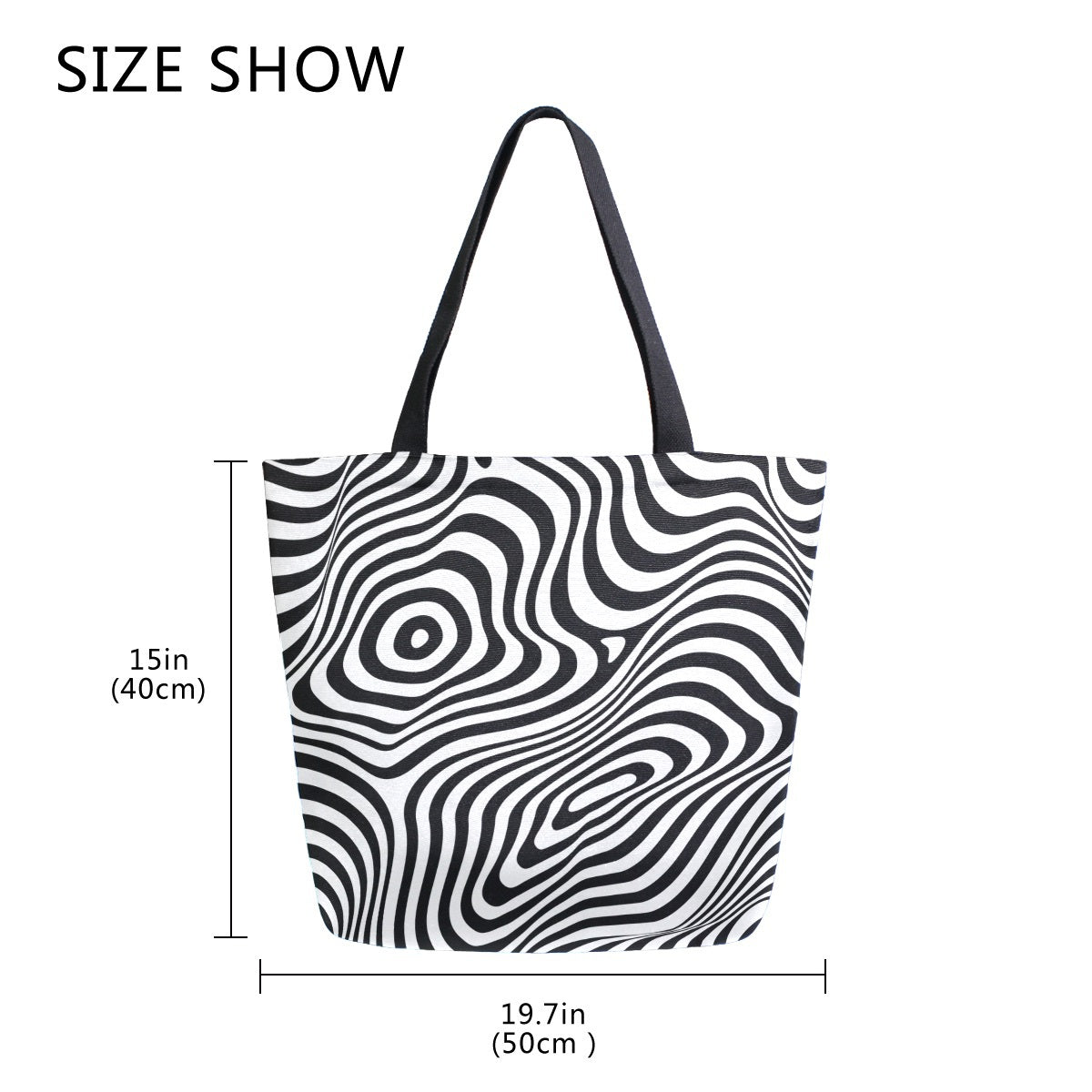 Abstract Unique Women Casual Shoulder Bag Handbag 3D Line Tote Bag Large Reusable Multipurpose Heavy Duty Shopping Grocery Cotton Bag for Outdoors