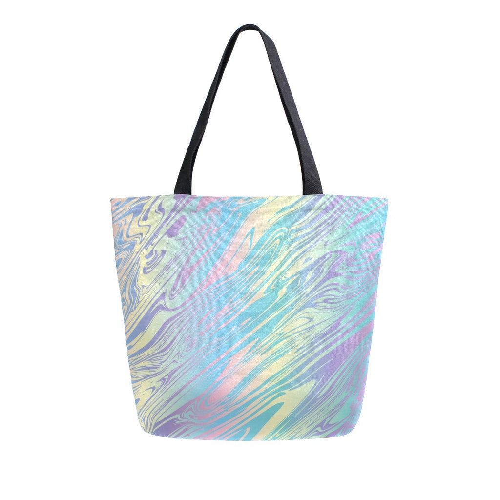 Abstract Unique Women Casual Shoulder Bag Handbag 3D Line Tote Bag Large Reusable Multipurpose Heavy Duty Shopping Grocery Cotton Bag for Outdoors
