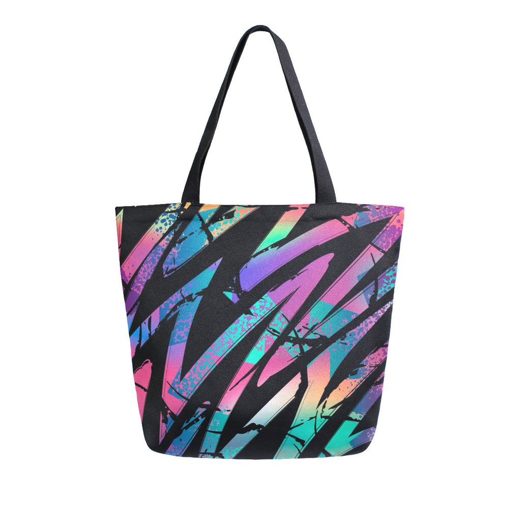 Abstract Unique Women Casual Shoulder Bag Handbag 3D Line Tote Bag Large Reusable Multipurpose Heavy Duty Shopping Grocery Cotton Bag for Outdoors