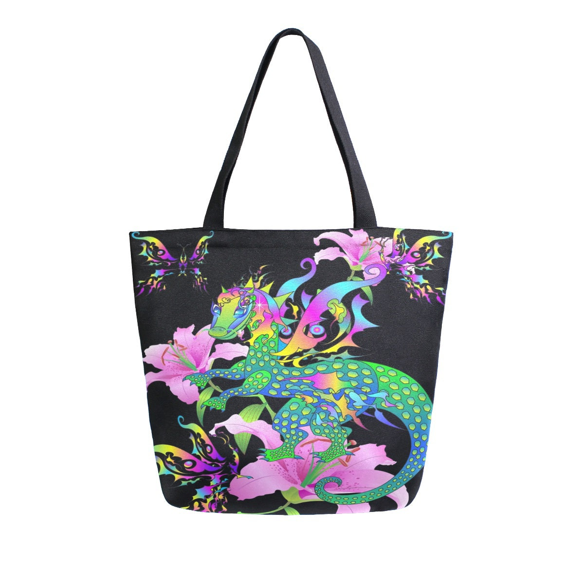 Abstract Unique Women Casual Shoulder Bag Handbag Flowers Tote Bag Large Reusable Multipurpose Heavy Duty Shopping Grocery Cotton Bag for Outdoors