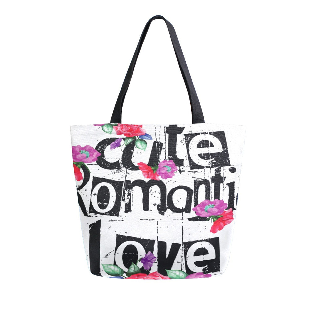 Abstract Unique Women Casual Shoulder Bag Handbag Flowers Tote Bag Large Reusable Multipurpose Heavy Duty Shopping Grocery Cotton Bag for Outdoors