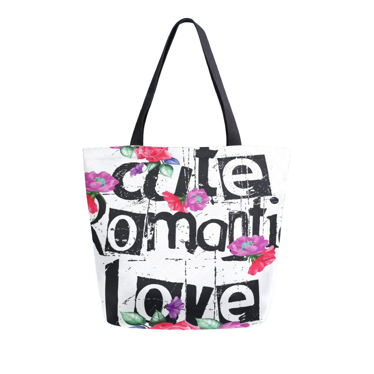 Abstract Unique Women Casual Shoulder Bag Handbag Flowers Tote Bag Large Reusable Multipurpose Heavy Duty Shopping Grocery Cotton Bag for Outdoors