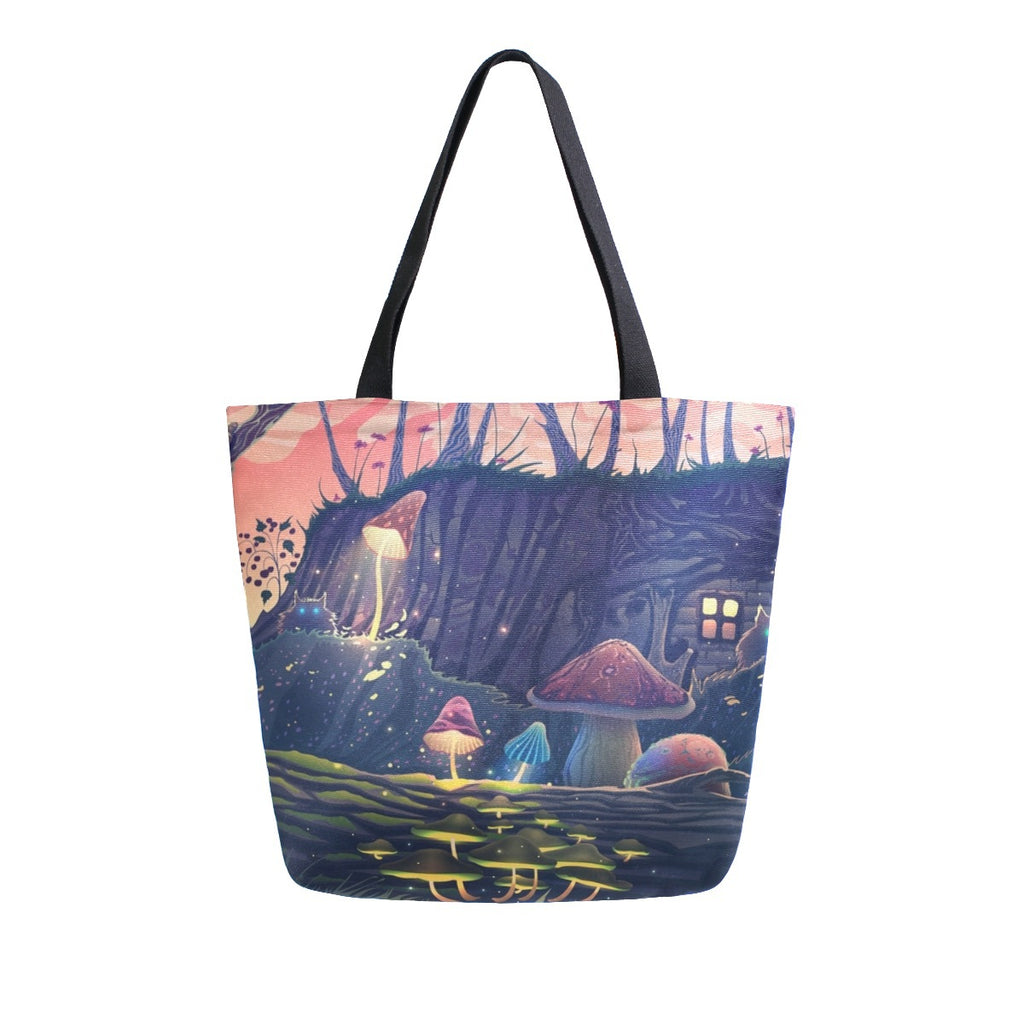 Abstract Unique Women Casual Shoulder Bag Handbag Flowers Tote Bag Large Reusable Multipurpose Heavy Duty Shopping Grocery Cotton Bag for Outdoors