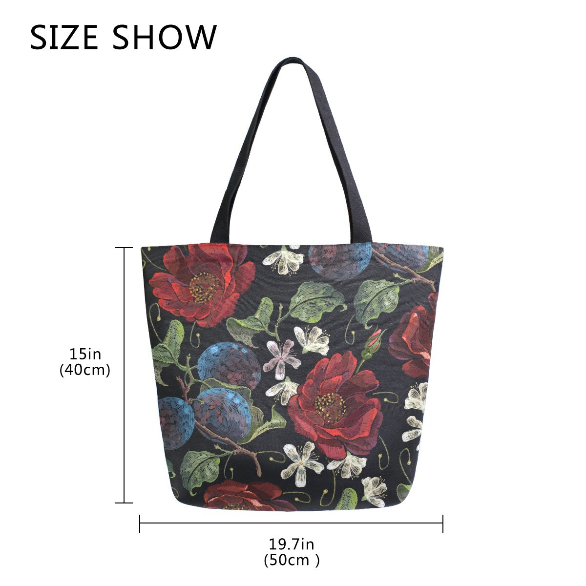 Abstract Unique Women Casual Shoulder Bag Handbag Flowers Tote Bag Large Reusable Multipurpose Heavy Duty Shopping Grocery Cotton Bag for Outdoors
