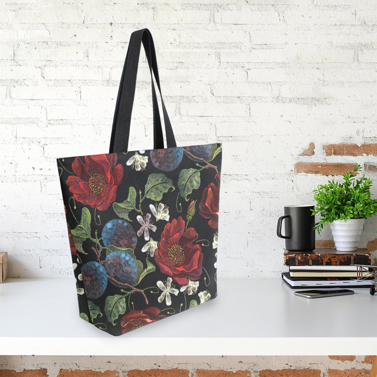 Abstract Unique Women Casual Shoulder Bag Handbag Flowers Tote Bag Large Reusable Multipurpose Heavy Duty Shopping Grocery Cotton Bag for Outdoors