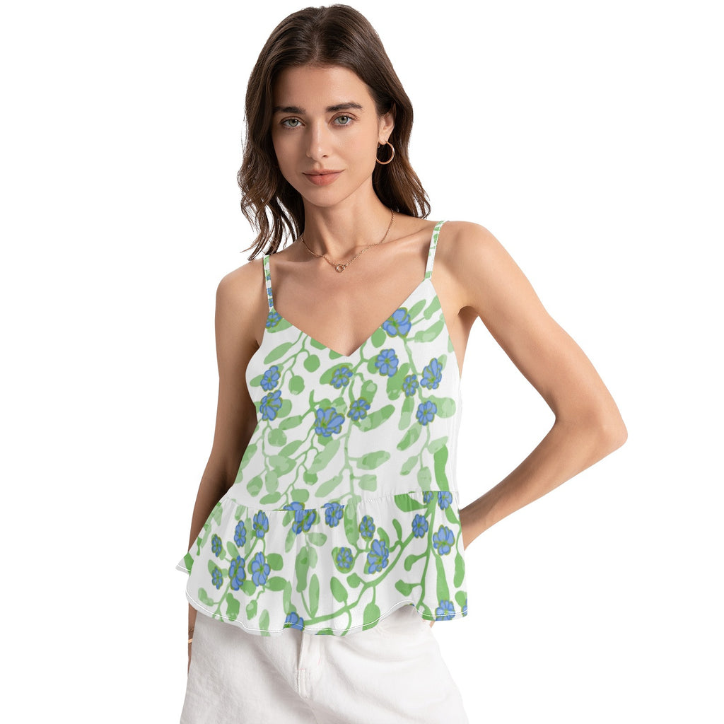 Beautiful Flowers Halter Top Chiffon Tanks & Camis for Women