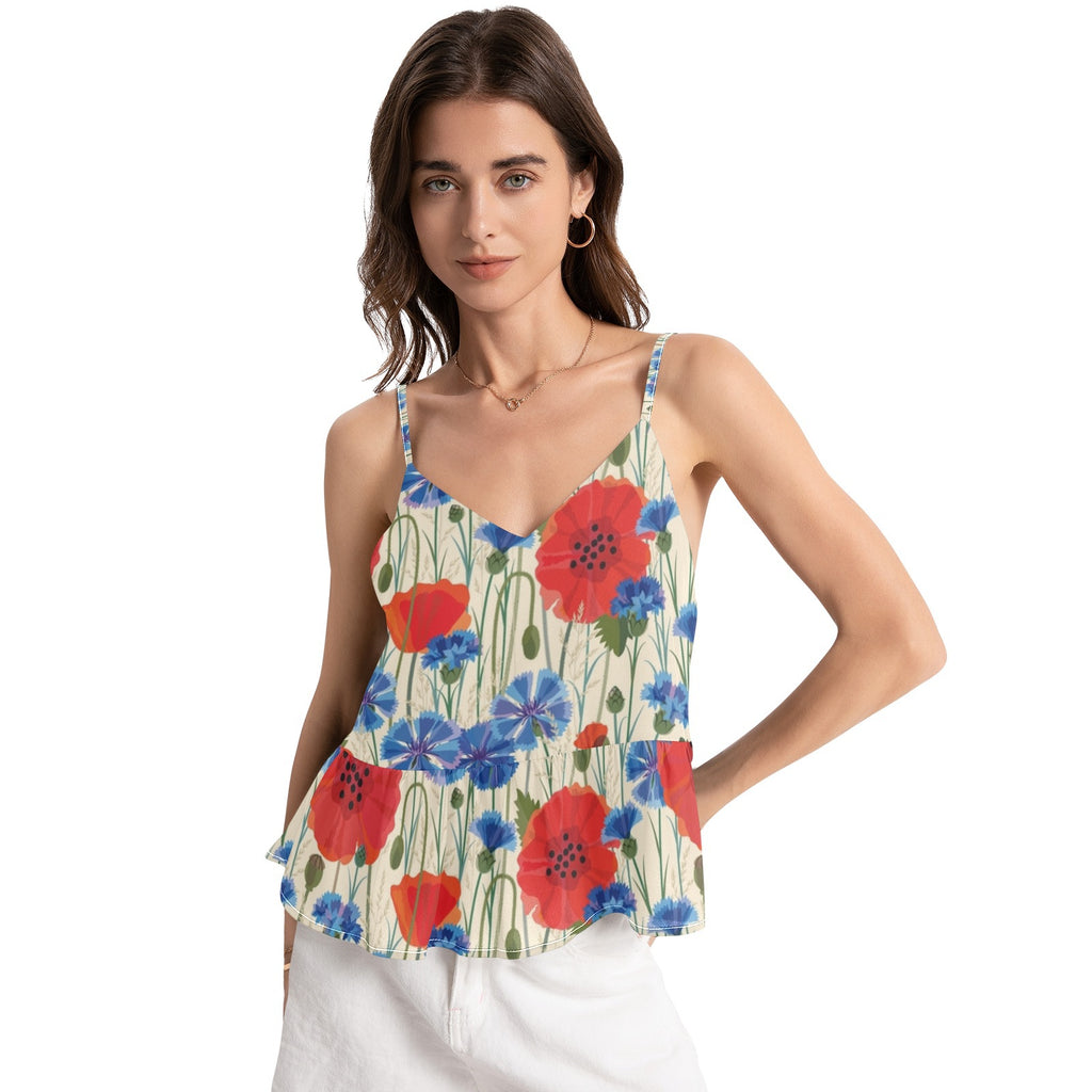 Beautiful Flowers Halter Top Chiffon Tanks & Camis for Women