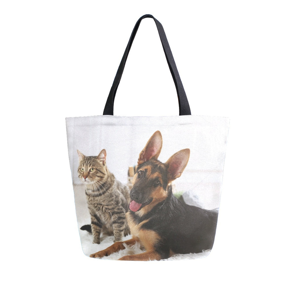 Abstract Unique Women Casual Shoulder Bag Handbag Cute Corgi Dog Tote Bag Large Reusable Multipurpose Heavy Duty Shopping Grocery Cotton Bag for Outdoors