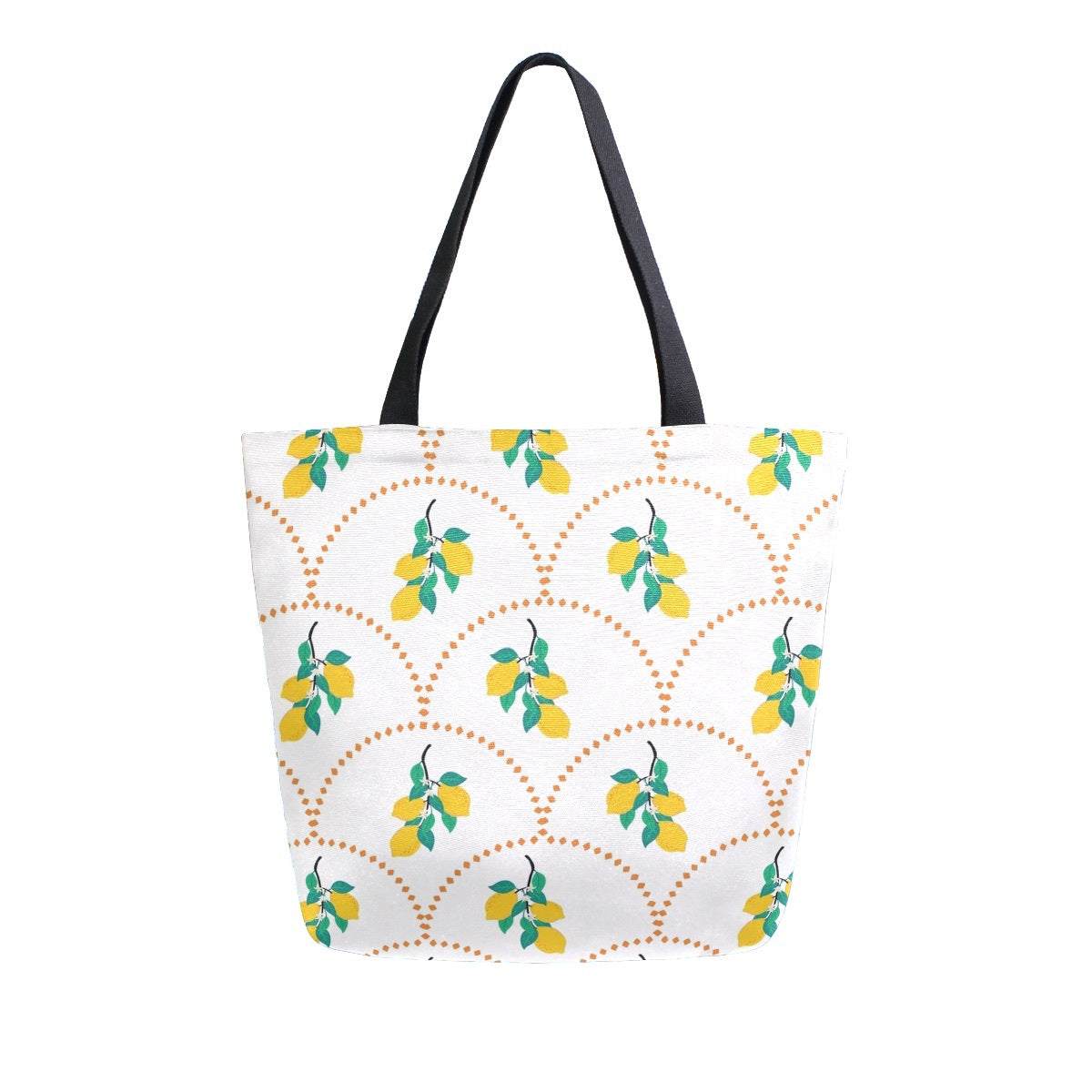 Abstract Unique Women Casual Shoulder Bag Handbag Summer Oranges and Lemon Tote Bag Large Reusable Multipurpose Heavy Duty Shopping Grocery Cotton Bag for Outdoors