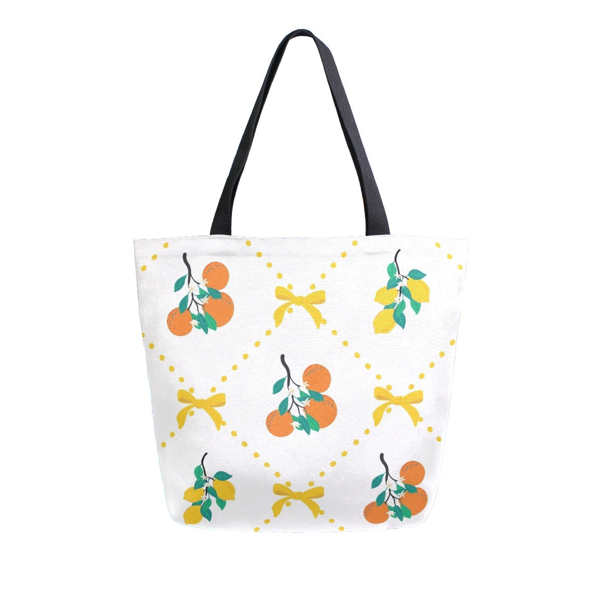 Abstract Unique Women Casual Shoulder Bag Handbag Summer Oranges and Lemon Tote Bag Large Reusable Multipurpose Heavy Duty Shopping Grocery Cotton Bag for Outdoors