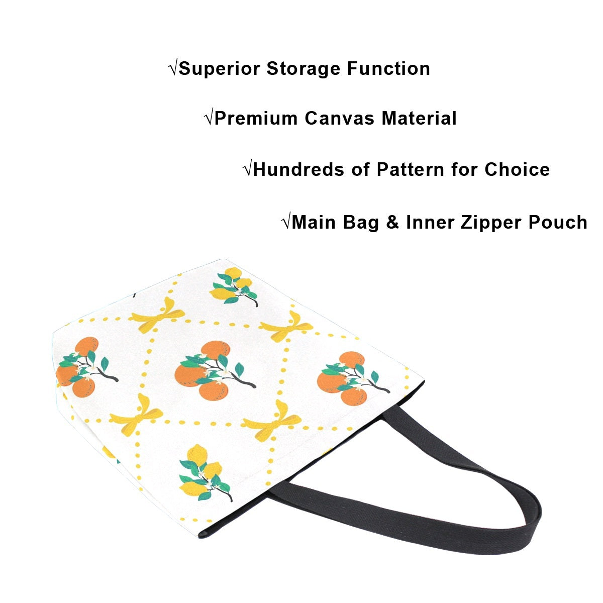 Abstract Unique Women Casual Shoulder Bag Handbag Summer Oranges and Lemon Tote Bag Large Reusable Multipurpose Heavy Duty Shopping Grocery Cotton Bag for Outdoors