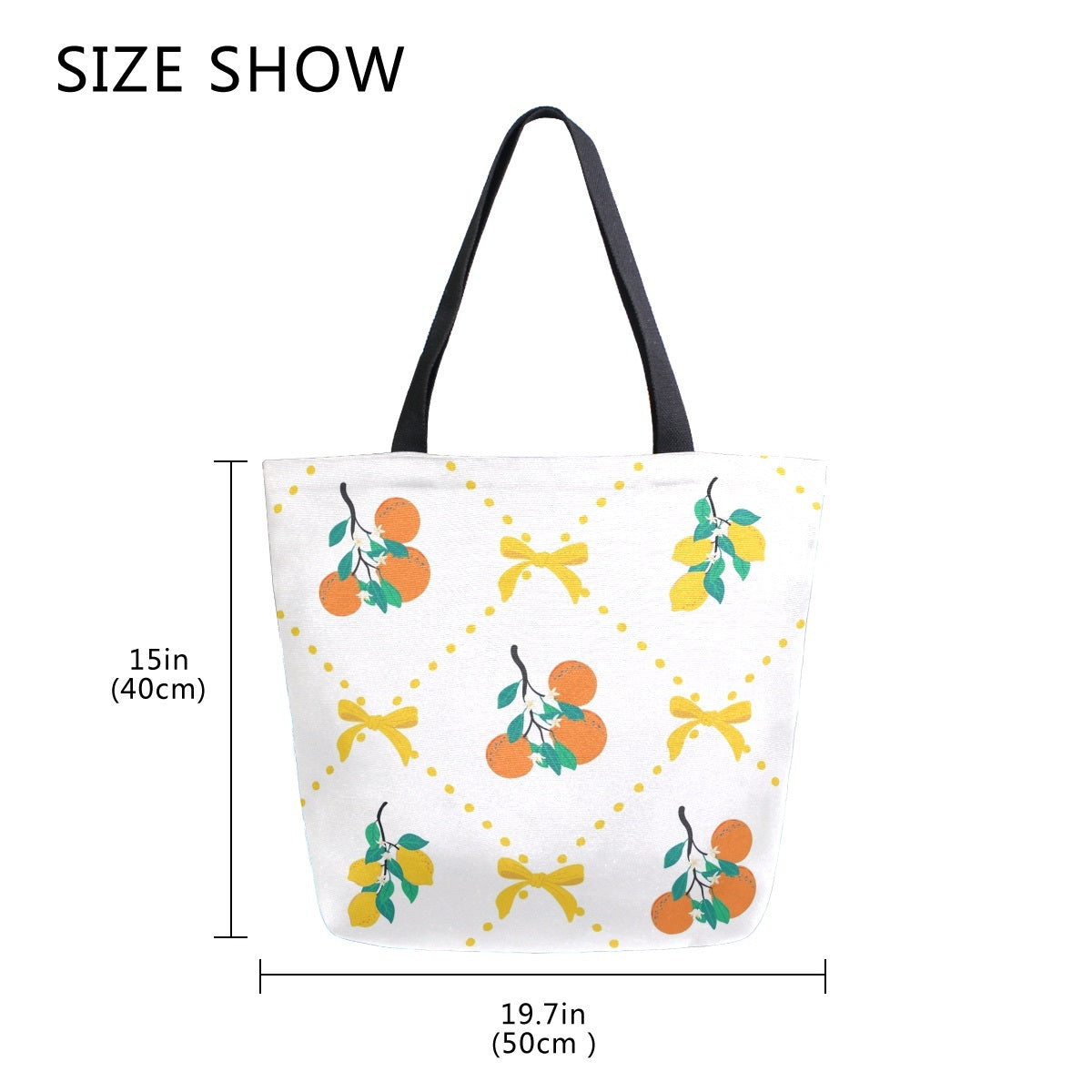 Abstract Unique Women Casual Shoulder Bag Handbag Summer Oranges and Lemon Tote Bag Large Reusable Multipurpose Heavy Duty Shopping Grocery Cotton Bag for Outdoors