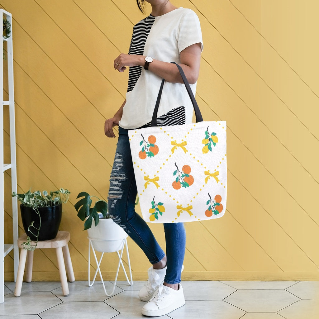 Abstract Unique Women Casual Shoulder Bag Handbag Summer Oranges and Lemon Tote Bag Large Reusable Multipurpose Heavy Duty Shopping Grocery Cotton Bag for Outdoors