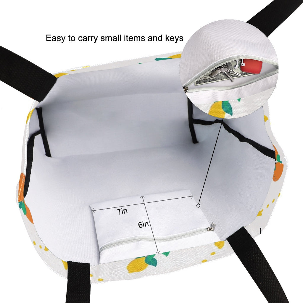 Abstract Unique Women Casual Shoulder Bag Handbag Summer Oranges and Lemon Tote Bag Large Reusable Multipurpose Heavy Duty Shopping Grocery Cotton Bag for Outdoors