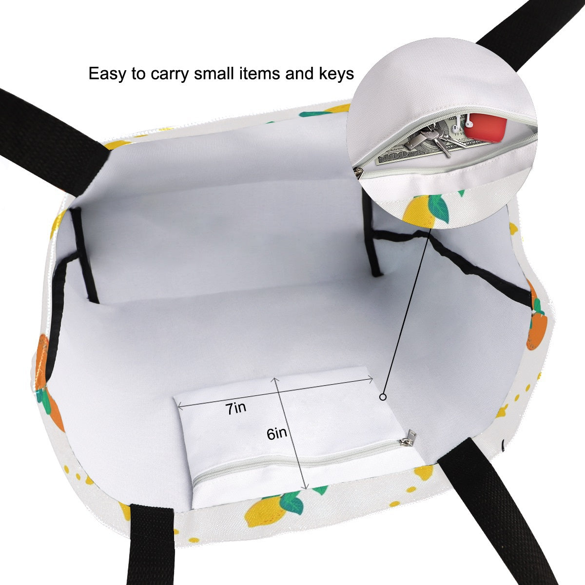 Abstract Unique Women Casual Shoulder Bag Handbag Summer Oranges and Lemon Tote Bag Large Reusable Multipurpose Heavy Duty Shopping Grocery Cotton Bag for Outdoors