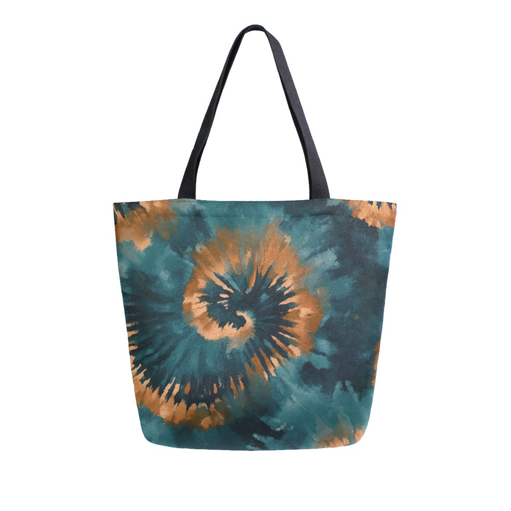 Abstract Unique Women Casual Shoulder Bag Handbag Colorful Tie Dye Tote Bag Large Reusable Multipurpose Heavy Duty Shopping Grocery Cotton Bag for Outdoors
