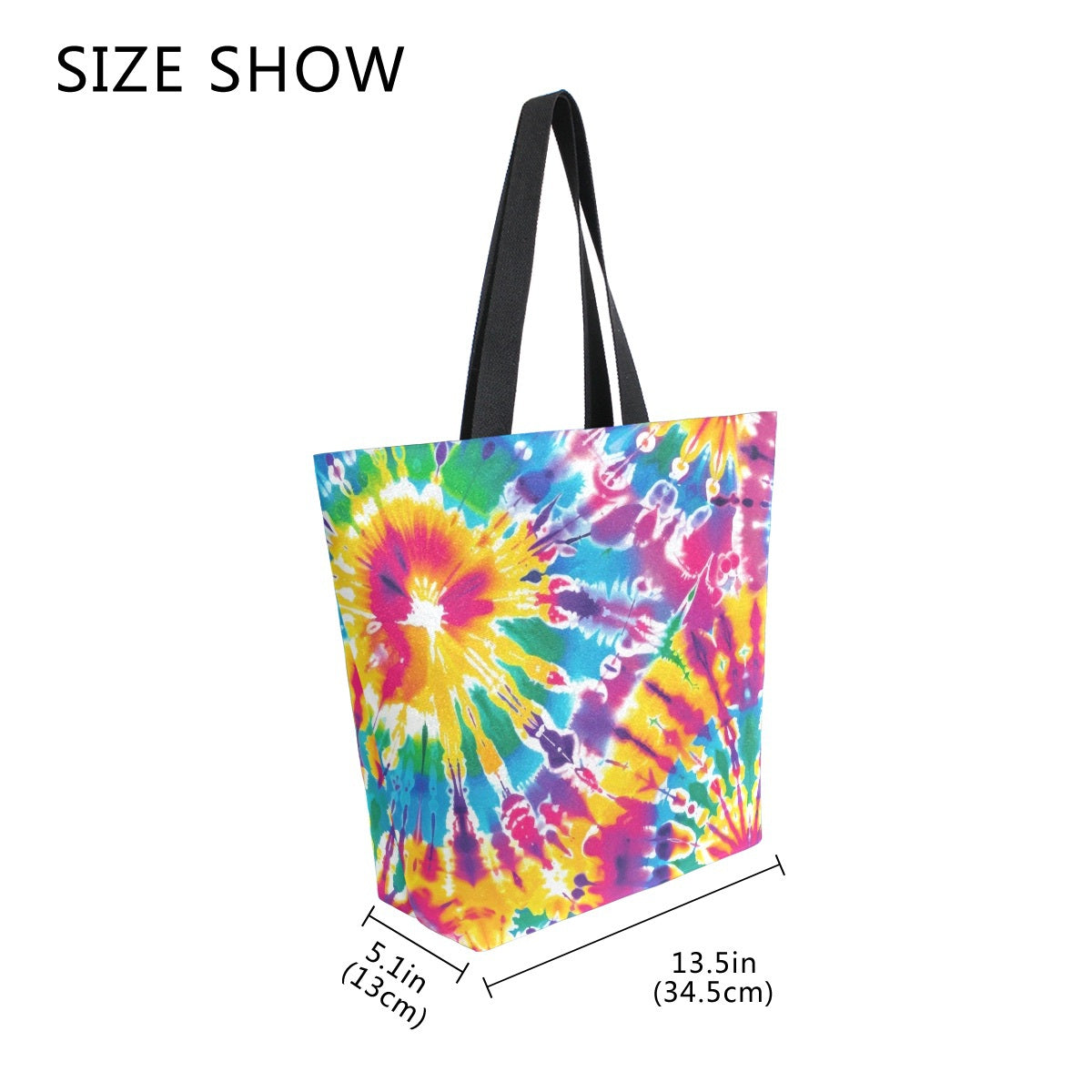 Abstract Unique Women Casual Shoulder Bag Handbag Colorful Tie Dye Tote Bag Large Reusable Multipurpose Heavy Duty Shopping Grocery Cotton Bag for Outdoors