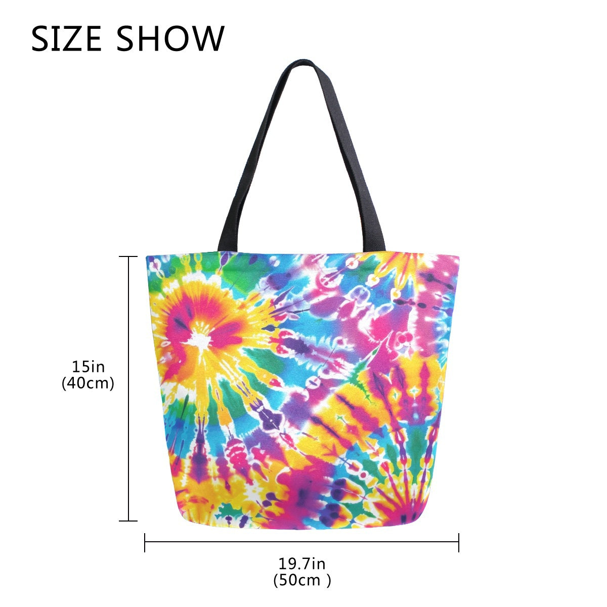 Abstract Unique Women Casual Shoulder Bag Handbag Colorful Tie Dye Tote Bag Large Reusable Multipurpose Heavy Duty Shopping Grocery Cotton Bag for Outdoors