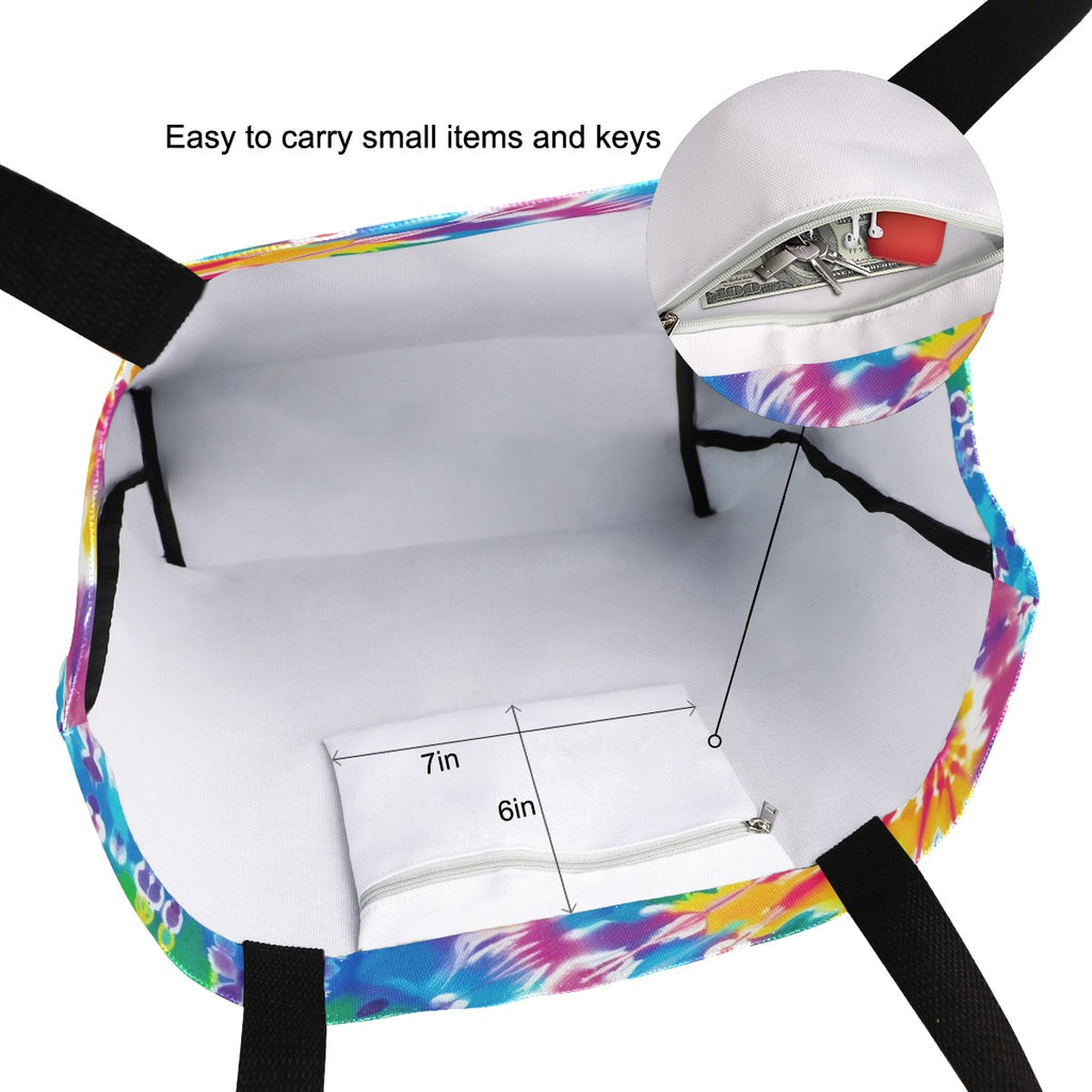 Abstract Unique Women Casual Shoulder Bag Handbag Colorful Tie Dye Tote Bag Large Reusable Multipurpose Heavy Duty Shopping Grocery Cotton Bag for Outdoors