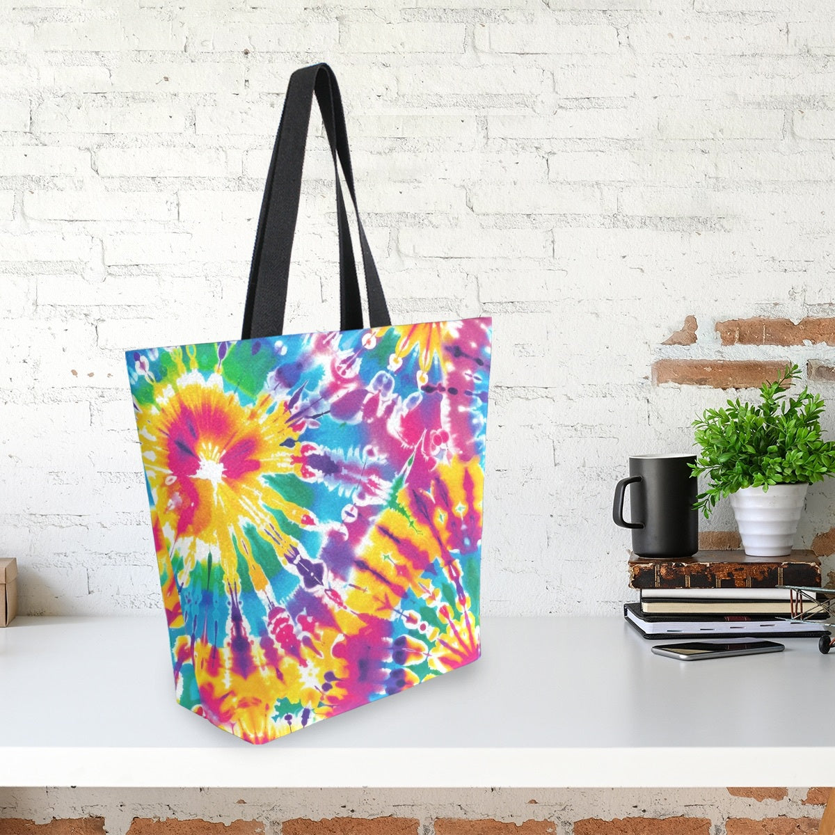Abstract Unique Women Casual Shoulder Bag Handbag Colorful Tie Dye Tote Bag Large Reusable Multipurpose Heavy Duty Shopping Grocery Cotton Bag for Outdoors