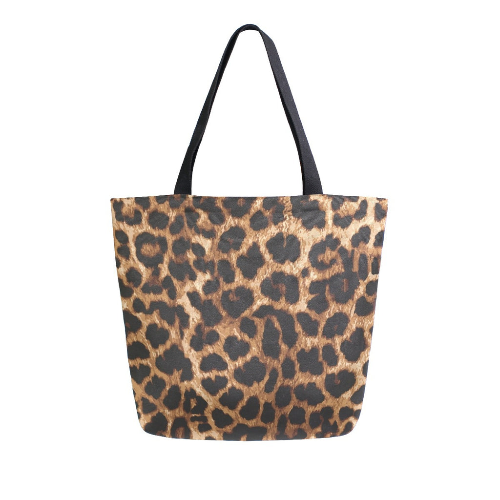 Abstract Unique Women Casual Shoulder Bag Handbag Leopard Skin Tote Bag Large Reusable Multipurpose Heavy Duty Shopping Grocery Cotton Bag for Outdoors