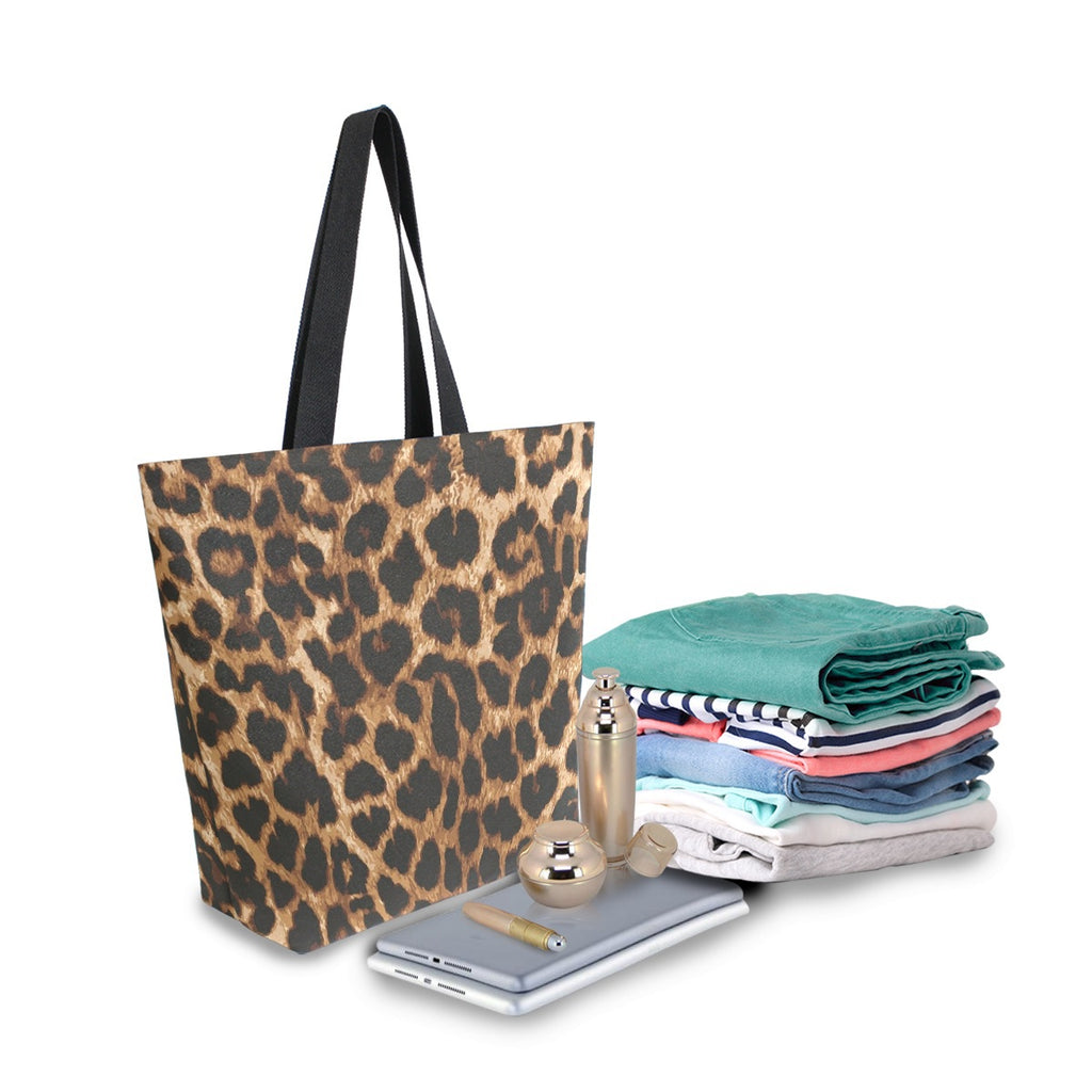 Abstract Unique Women Casual Shoulder Bag Handbag Leopard Skin Tote Bag Large Reusable Multipurpose Heavy Duty Shopping Grocery Cotton Bag for Outdoors