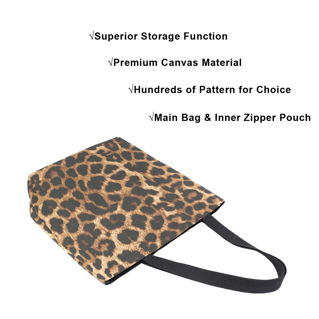 Abstract Unique Women Casual Shoulder Bag Handbag Leopard Skin Tote Bag Large Reusable Multipurpose Heavy Duty Shopping Grocery Cotton Bag for Outdoors