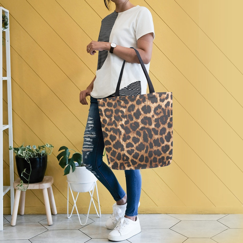 Abstract Unique Women Casual Shoulder Bag Handbag Leopard Skin Tote Bag Large Reusable Multipurpose Heavy Duty Shopping Grocery Cotton Bag for Outdoors