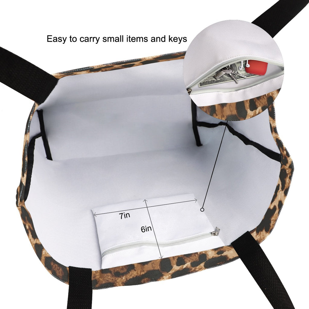 Abstract Unique Women Casual Shoulder Bag Handbag Leopard Skin Tote Bag Large Reusable Multipurpose Heavy Duty Shopping Grocery Cotton Bag for Outdoors